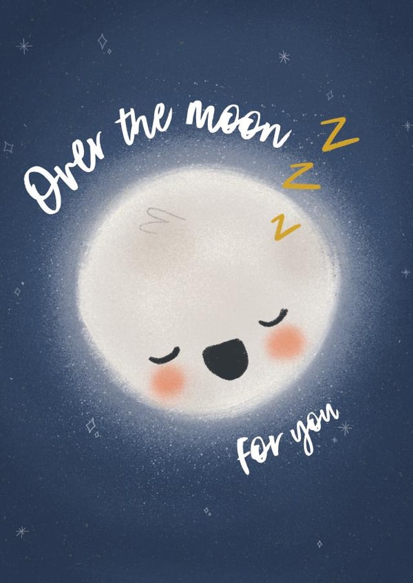 Charming New Baby Card – Celebrating Happiness – Over the Moon for You created by @oubergine