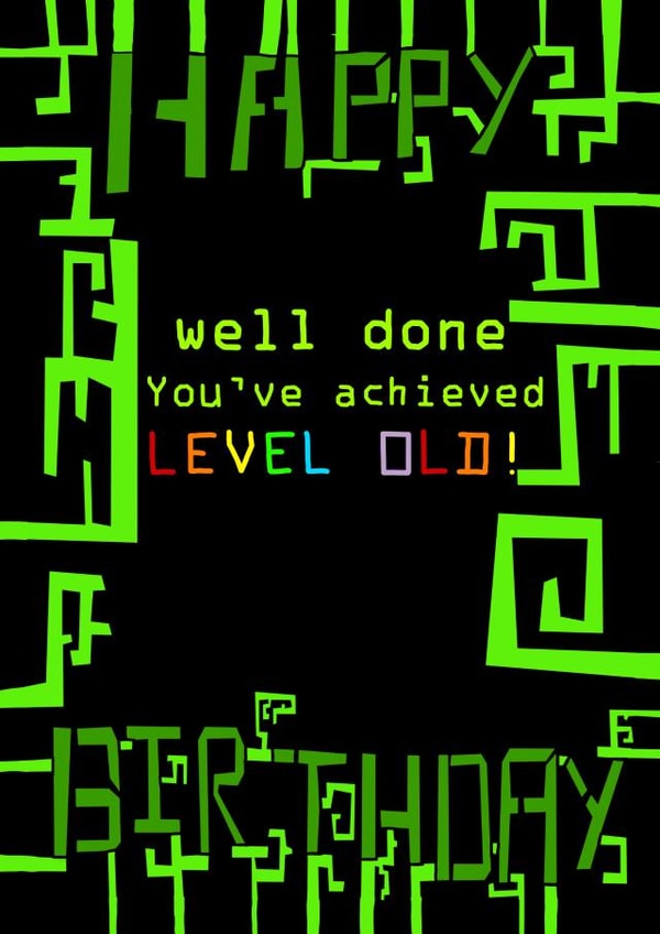 Humorous Birthday Card For Gaming Friend - You've Achieved Level Old! created by WimCards