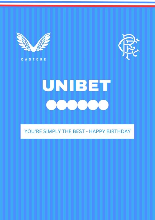 Rangers Fan - Birthday Card - 2023/24 Home Football Strip created by DesignedbyMC
