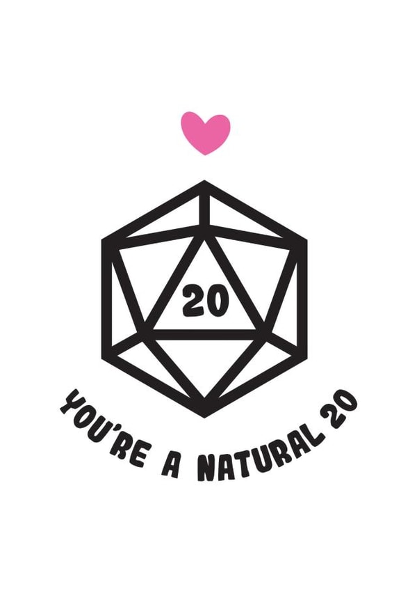 Cute Anniversary Card - Dungeons and Dragons - Natural 20 created by Lynsey Luu
