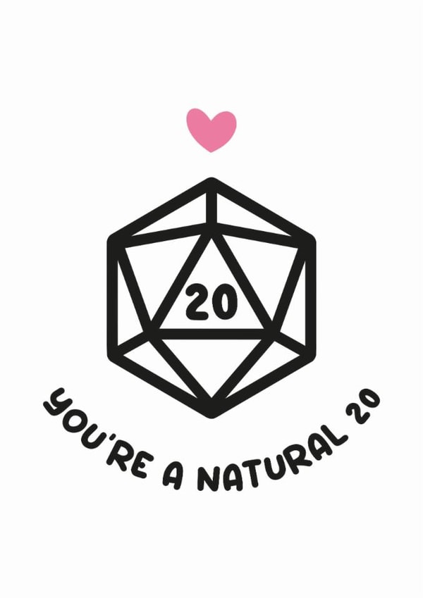 Cute Anniversary Card - Dungeons and Dragons - Natural 20 created by Lynsey Luu