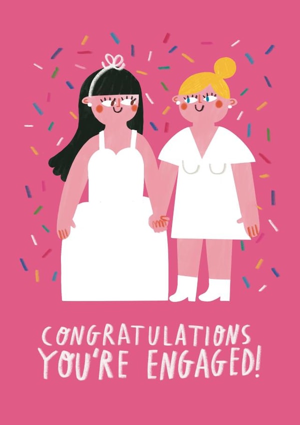 Cute Engagement Card - Lesbian - You're Engaged! created by Alice Mole Illustration