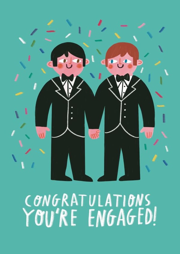 Cute Engagement Card - Gay - You're Engaged! created by Alice Mole Illustration