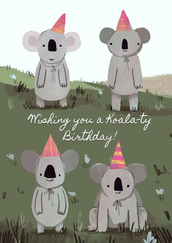 Koalas Wear Party Hats Birthday Greeting card created by @Jodsween