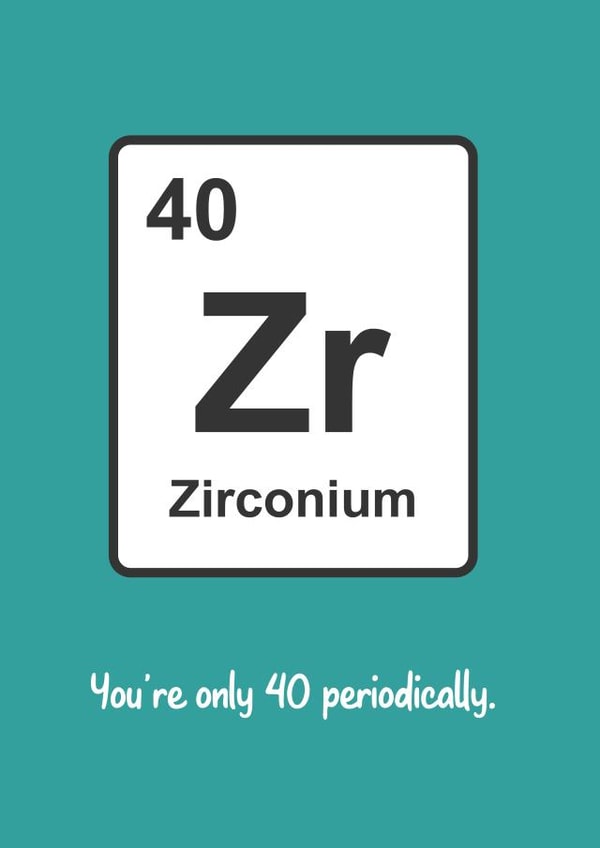 Geeky 40th Periodic Table Element Birthday Card created by Matt Facer