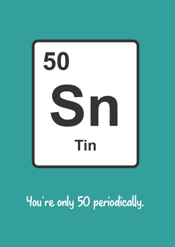 Geeky 50th Periodic Table Element Birthday Card Tin Great for Scientists created by Matt Facer