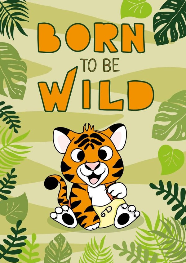 Cute new baby card for new parent(s) of a wild child! created by fizzi jayne