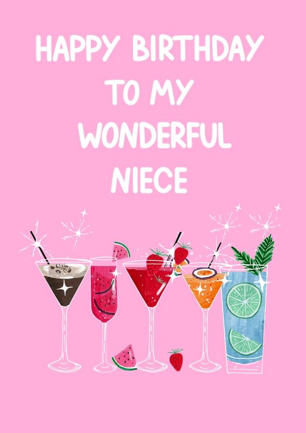 Niece Birthday Card - Cocktails created by Naughty Nice