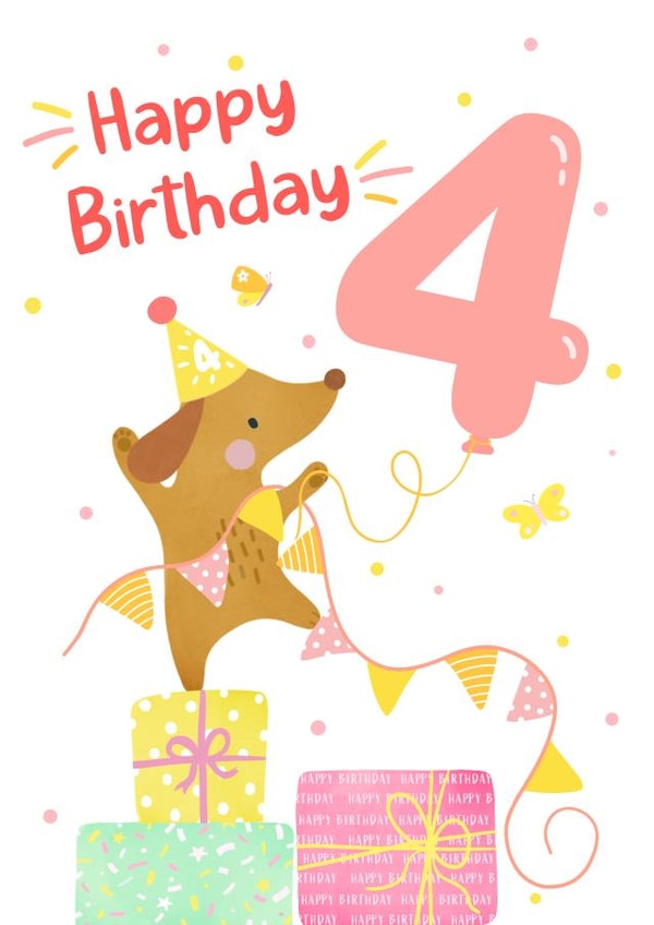 Happy 4th Birthday Card - Kids Birthday created by Helen Thompson