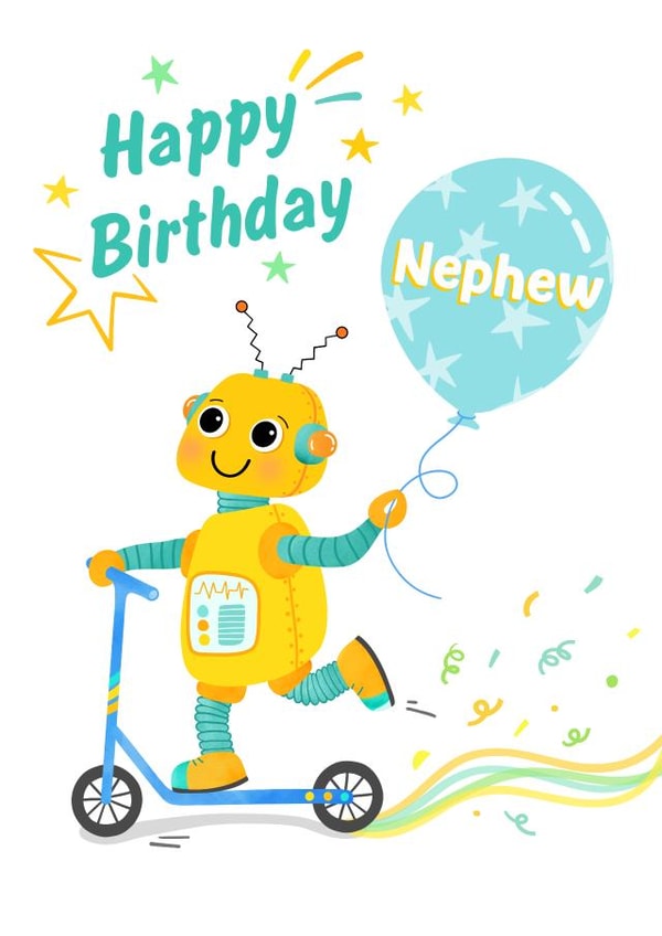 Fun Birthday Card - Nephew Robot Scooter created by Helen Thompson