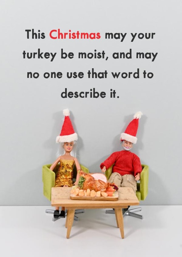 Sketchy Print Co Weihnachtskarte – 'Hope Your Turkey Is Moist', Witziger Weihnachtsgruß, Innen Leer