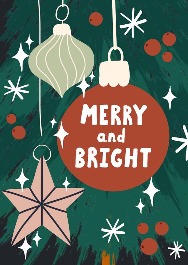 Pretty Christmas Card - Merry and Bright created by KikiDoodles