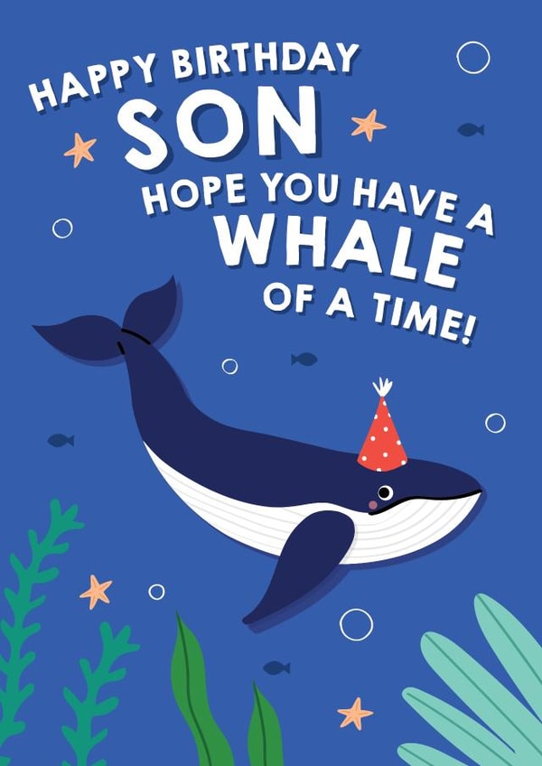 Cute Birthday Card - Son - Whale of a Time created by Pixie Studio