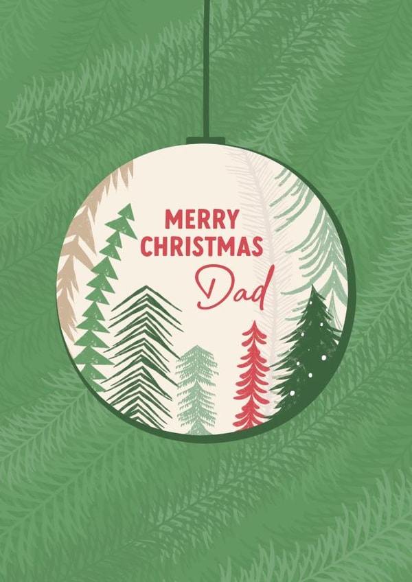 Pretty Christmas Card - Dad - Bauble created by Evie Garnett Designs