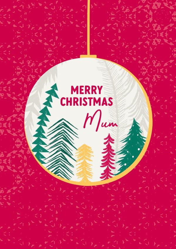 Pretty Christmas Card - Mum - Bauble created by Evie Garnett Designs