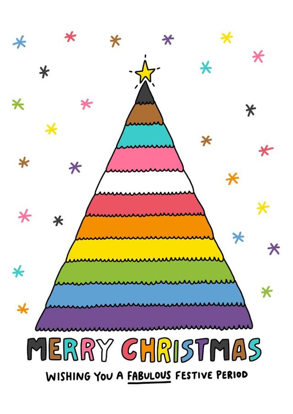 Pretty Christmas Card - Fabulous Festive Period - LGBTQ+ created by Angela Chick