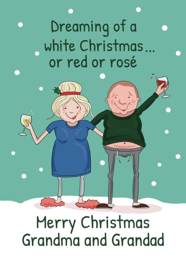 Funny Christmas Card - Grandparents - White, Red or Rosé... created by Running with Scissors