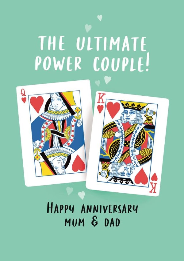 Cute Anniversary Card for Mum & Dad - Playing Cards - Ultimate power couple created by Lucy Marie Design