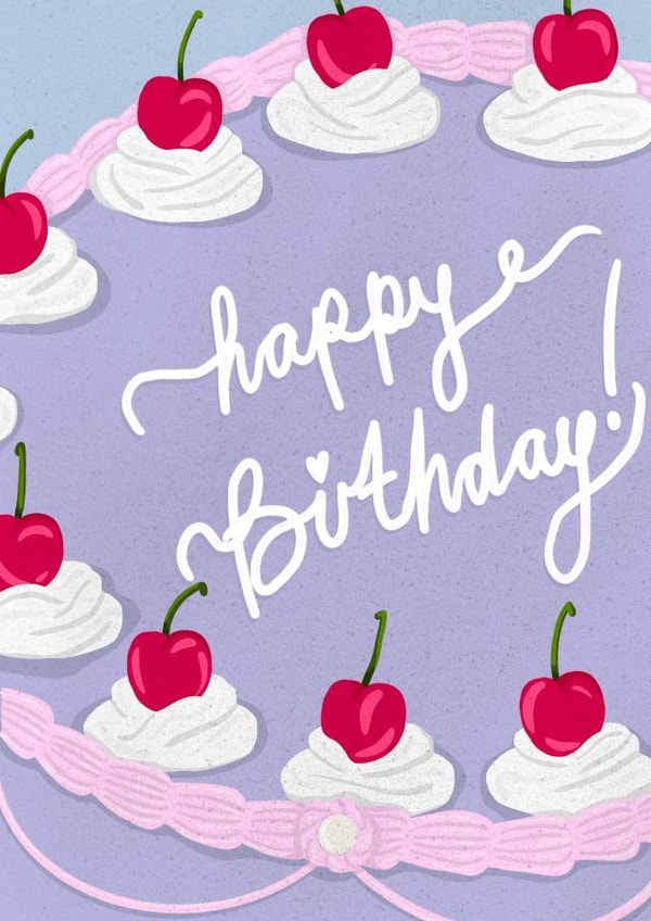 Cute aesthetic birthday cake - party - cake - for friend- birthday - cherry created by Abbey Golds