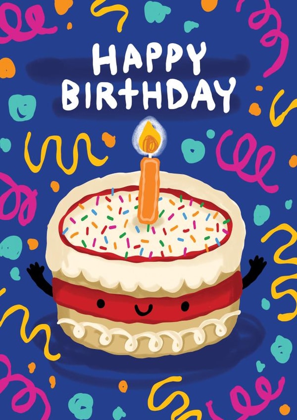 Cute Birthday Card - For Kids - Cake created by The Playful Indian