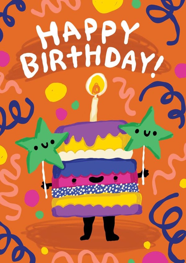 Cute Birthday Card - For Kids - Cake with Balloons created by The Playful Indian