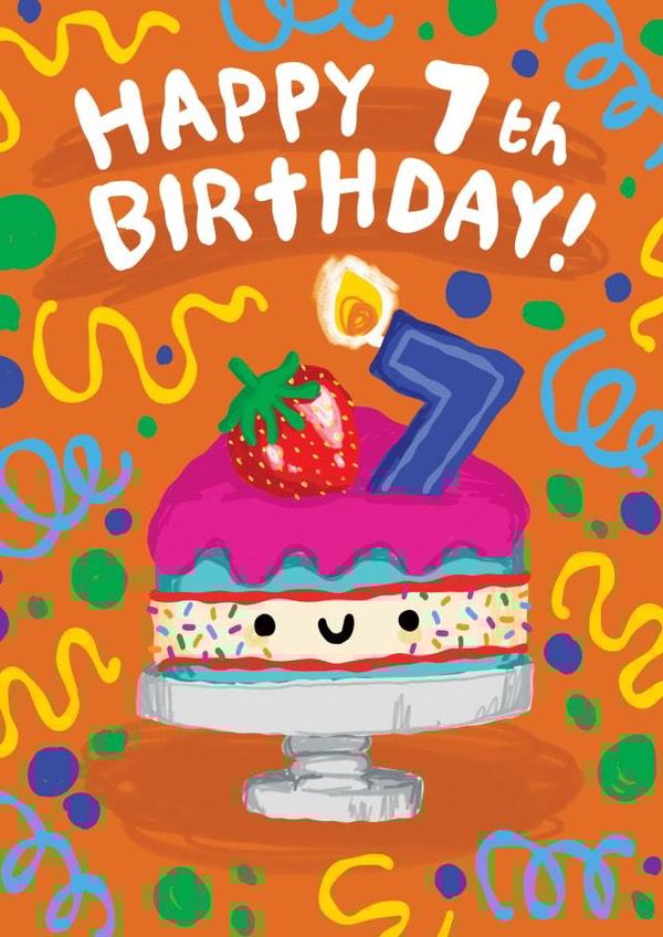 Cute Birthday Card - 7th - Cake created by The Playful Indian