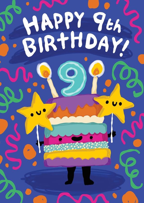 Cute Birthday Card - 9th - Cake created by The Playful Indian