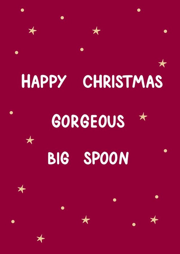 Christmas Card For Boyfriend - For Husband - Big Spoon - Heartfelt - Classic created by HCD Illustration