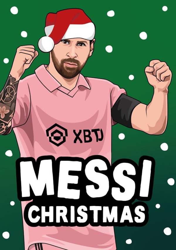 Funny Christmas Card - Lionel Messi - inter Miami created by All Things Banter