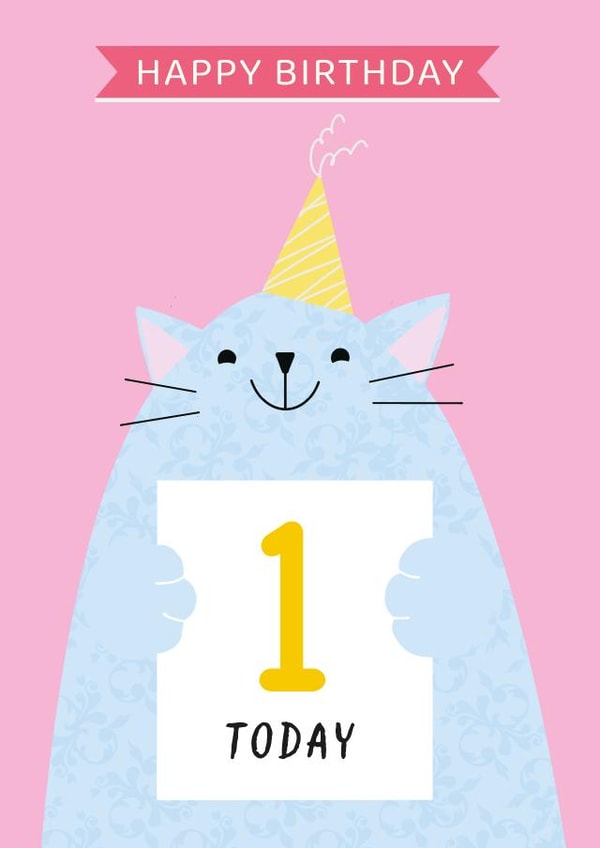Cute Birthday Card - 1st - Cats created by Paper Heart Designs