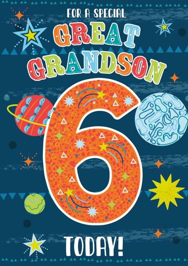 Traditional Birthday Card - Great Grandson - 6th created by IC&G