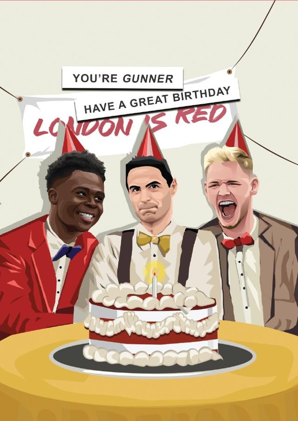 Funny Birthday Card | Saka, Ramsdale, Arteta | Arsenal created by Scored It