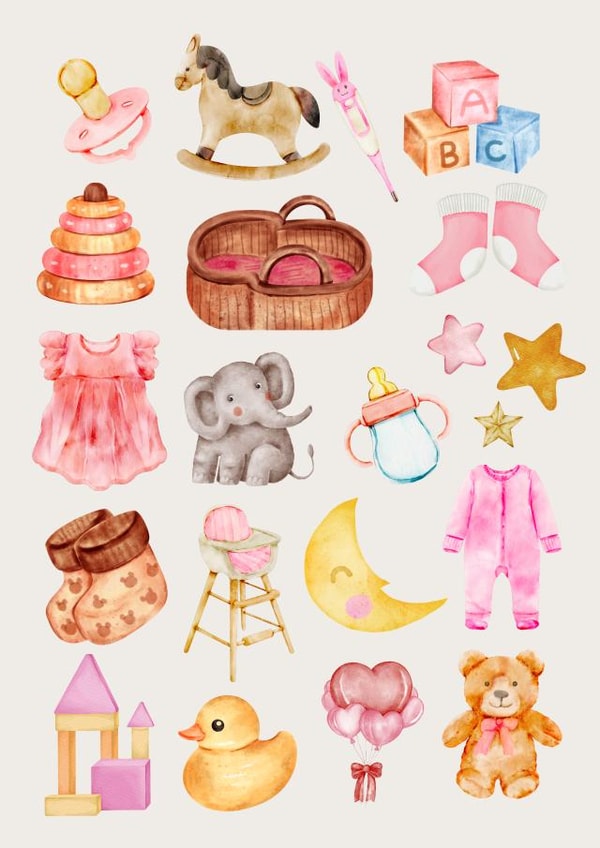 Adorable Pink Watercolour Card - New Baby - Girl - Congratulations created by Jarvis' Journals