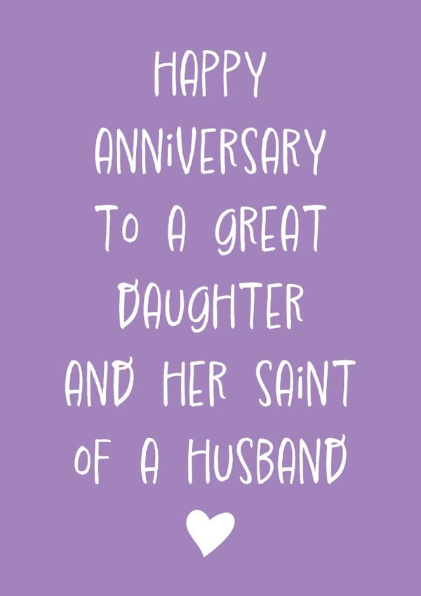 Funny Anniversary Card - Daughter and Husband - Saint created by size3art