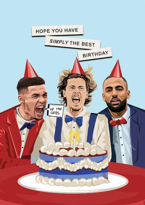 Simply The Best Rangers Birthday Card | Tav, Cantwell and Roofe created by Scored It
