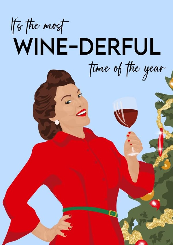 Funny Christmas card - Wine-derful created by Art by rowley