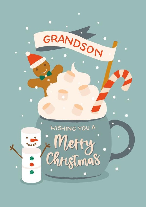 Cute Christmas Card - Grandson - Hot Chocolate created by The Pattern Press