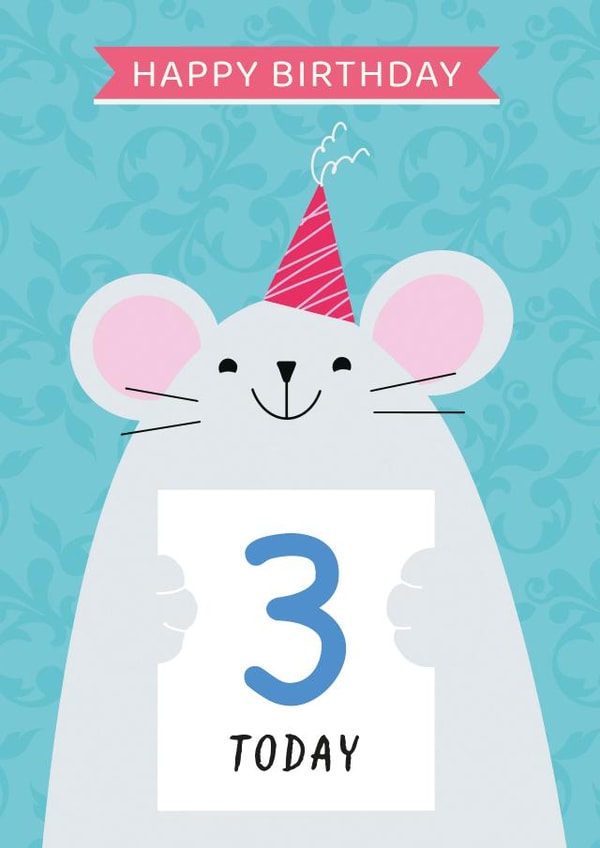 Cute Birthday Card - 3rd - Mouse created by Paper Heart Designs