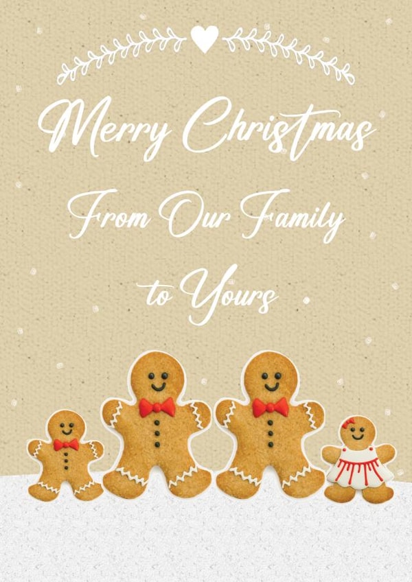 Cute Christmas Card - Our Family to Yours - LGBTQ+ - Two Dads with Son and Daughter created by Mo&Co