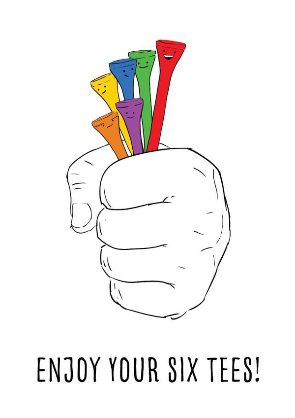 Funny and Quirky 60th Birthday Card For Golfer - Enjoy Your Six Tees created by Blueberry Magpie Cards