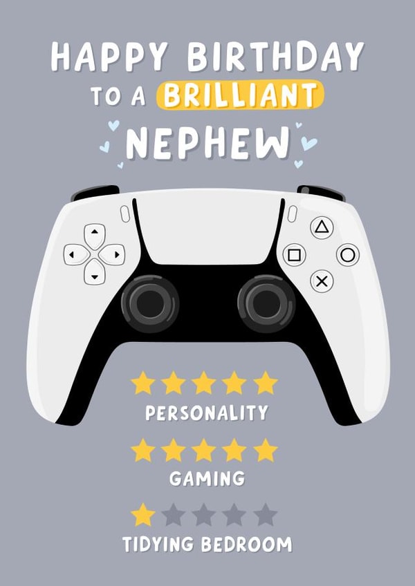 Funny Birthday Card - Nephew - Gaming created by Macie Dot Doodles