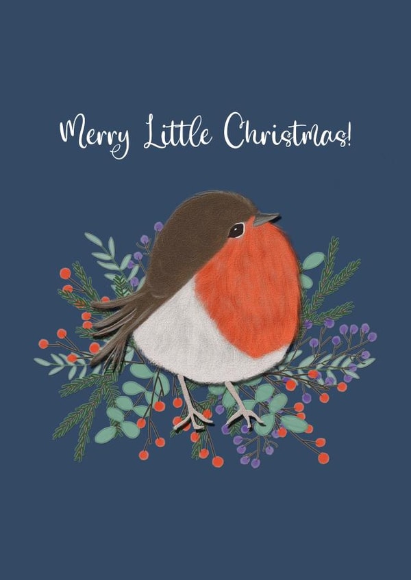 Adorable Robin Christmas Card - Cute Christmas Card- Robin Christmas created by Her Joyful Heart