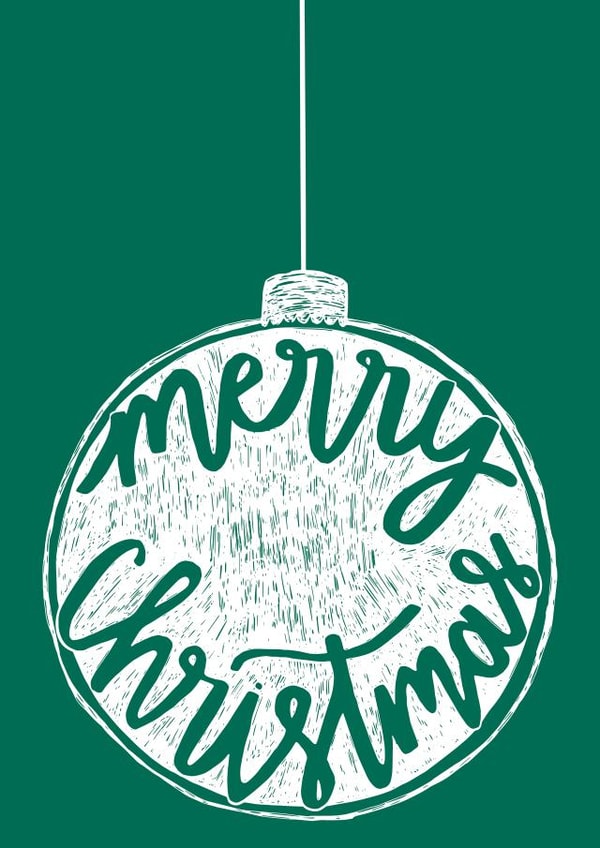 Merry Christmas Bauble- Hand drawn design created by Heather Kauffman