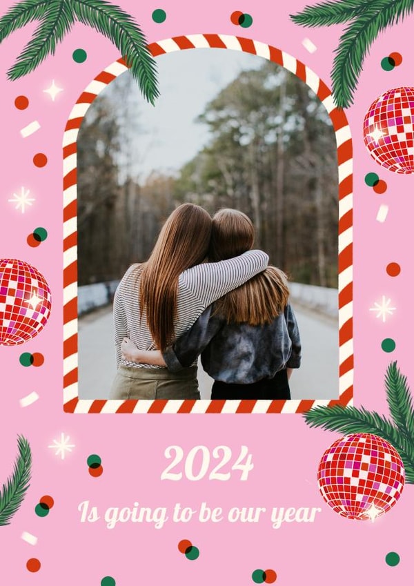 disco chrsitmas new year Personalised Photo Card 46345 created by @tikkled.pink