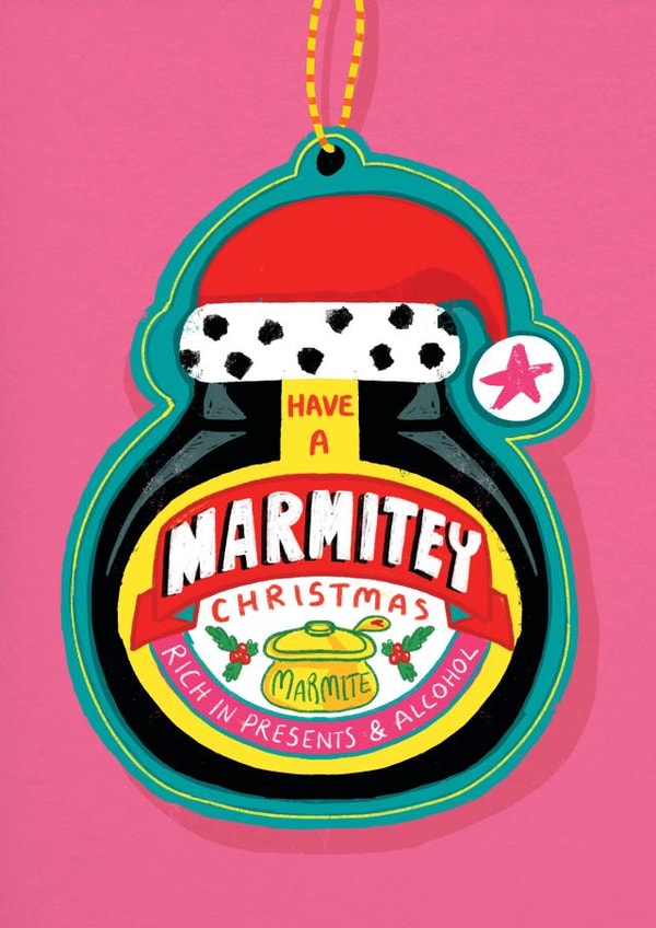 Pretty Christmas Card - Have a Marmite-y Day! created by NICHOLA COWDERY ILLUSTRATIONS