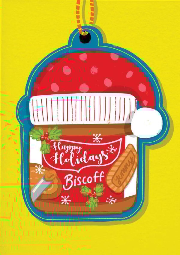 Pretty Christmas Card - Biscoff Spread Decoration created by NICHOLA COWDERY ILLUSTRATIONS