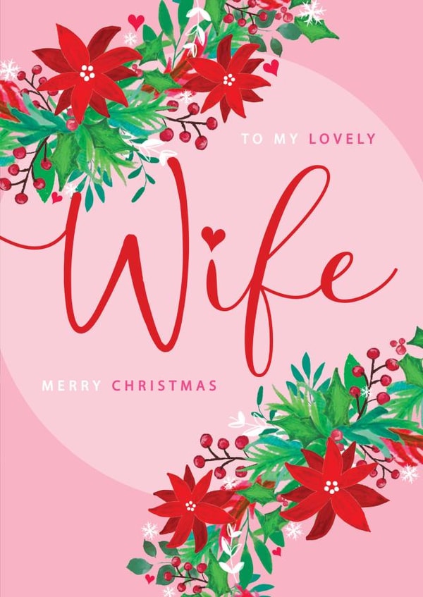 Traditional Christmas Card - Lovely Wife created by The Boy and the Bear