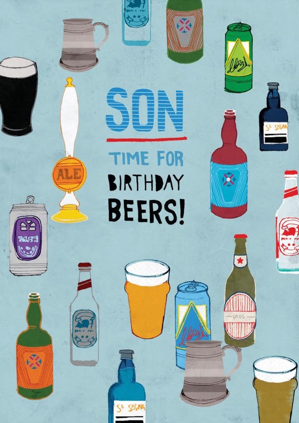 Illustrative Birthday Card - Son - Birthday Beers! created by Pencilface