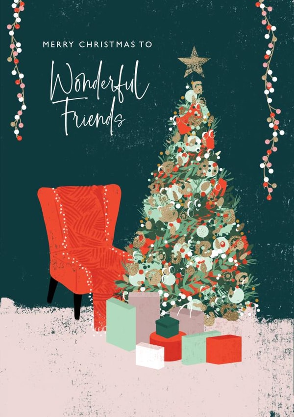 Traditional Christmas Card - Wonderful Friends created by Rebecca Prinn