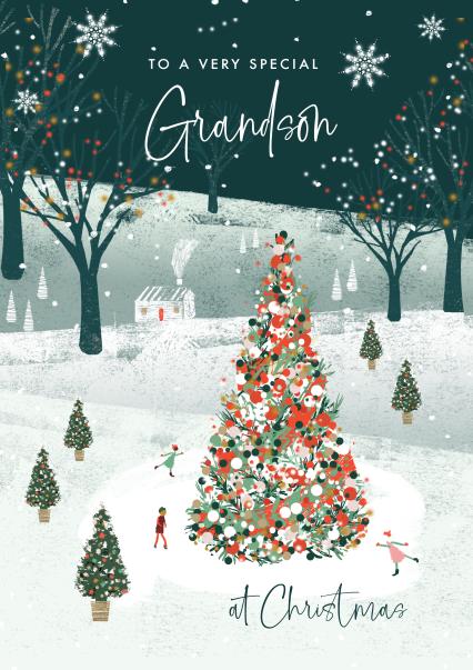 Pretty Christmas Card - Grandson | thortful